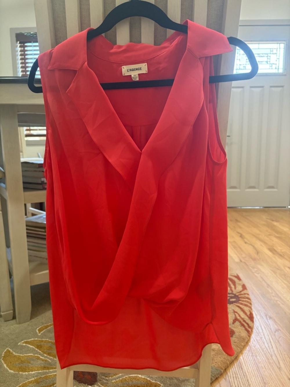 L'AGENCE Vibrant Red Draped Sleeveless Camisole